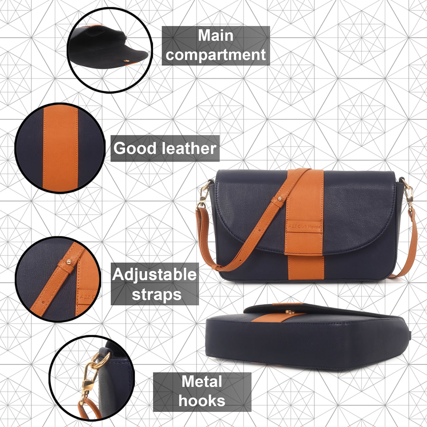 CPTY CROSSBODY BAG BLUE & TAN